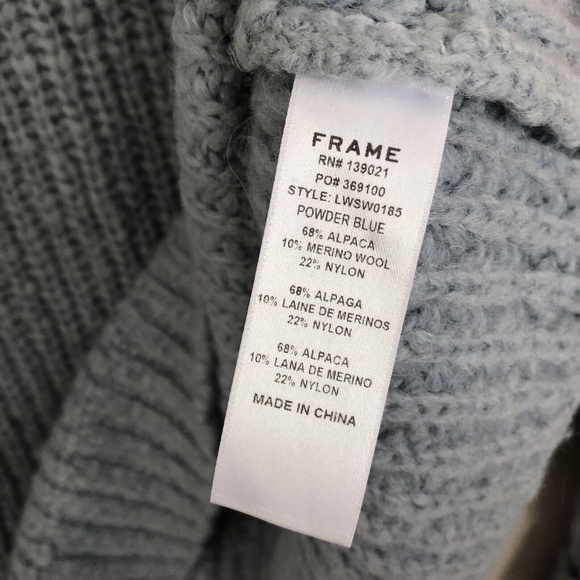 FRAME Cuffed Alpaca Wool Raglan Sweater in Powder Blue - Picture 9 of 12